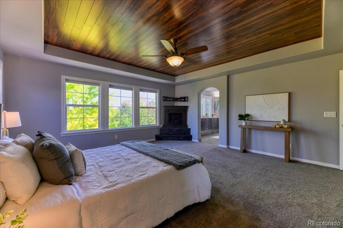 Bedroom, Fireplace, Interior, Wooden Ceilings