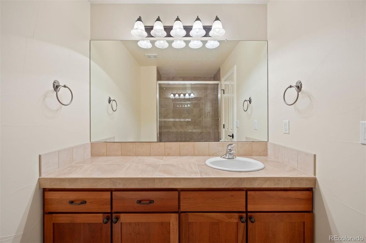 Bathroom, Glass Shower, Interior, Tile Countertops