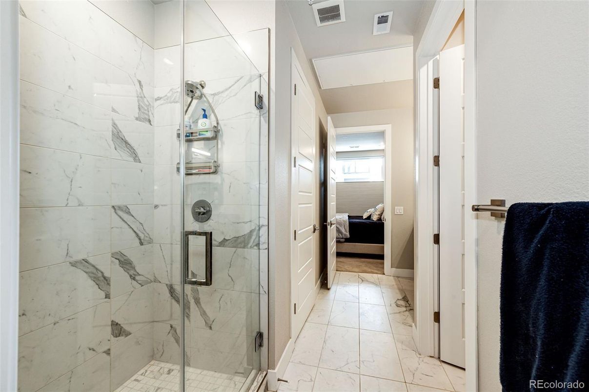 Bathroom, Bedroom, Glass Shower, Interior, Marble, Marble Walls