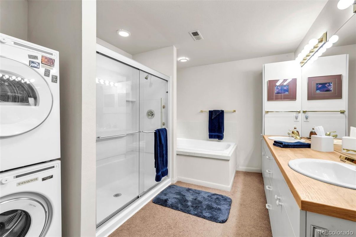 Bathroom, Dual Sink Vanities, Glass Shower, Interior, Recessed Lighting