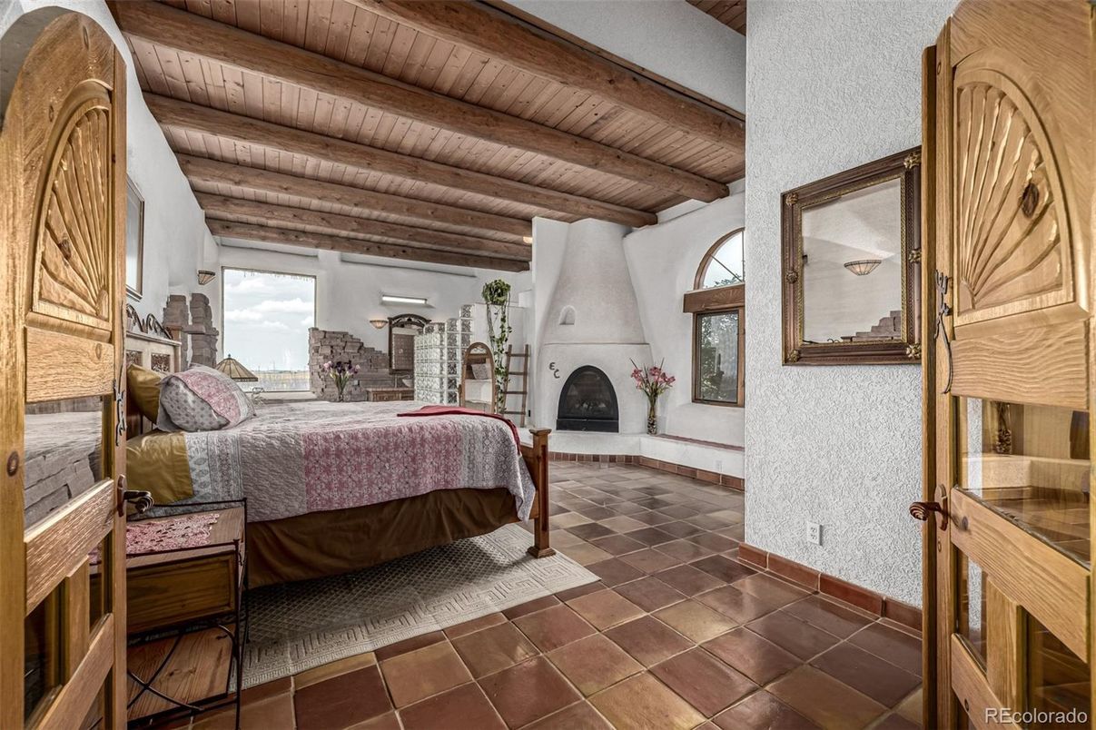 Bedroom, Fireplace, Interior, Wooden Beams, Wooden Ceilings