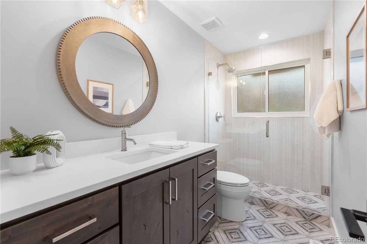 Bathroom, Glass Shower, Interior, Recessed Lighting