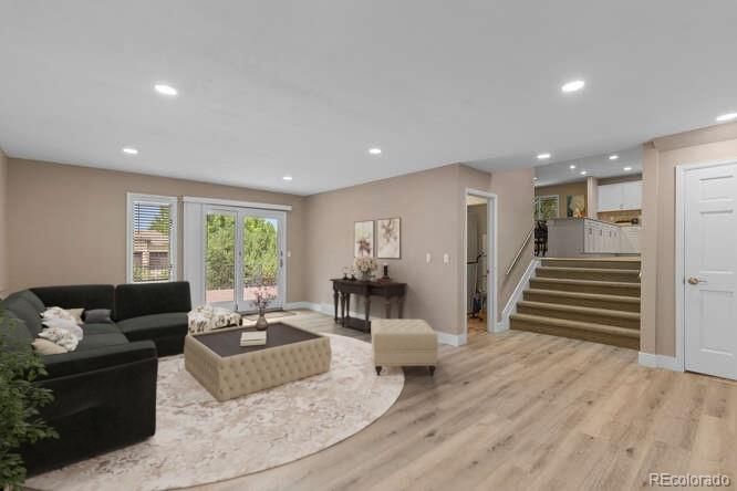 Interior, Living room, Recessed Lighting, Wood Texture Flooring