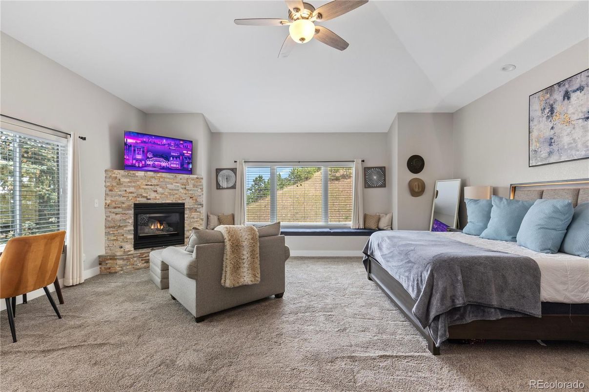 Bedroom, Fireplace, Interior