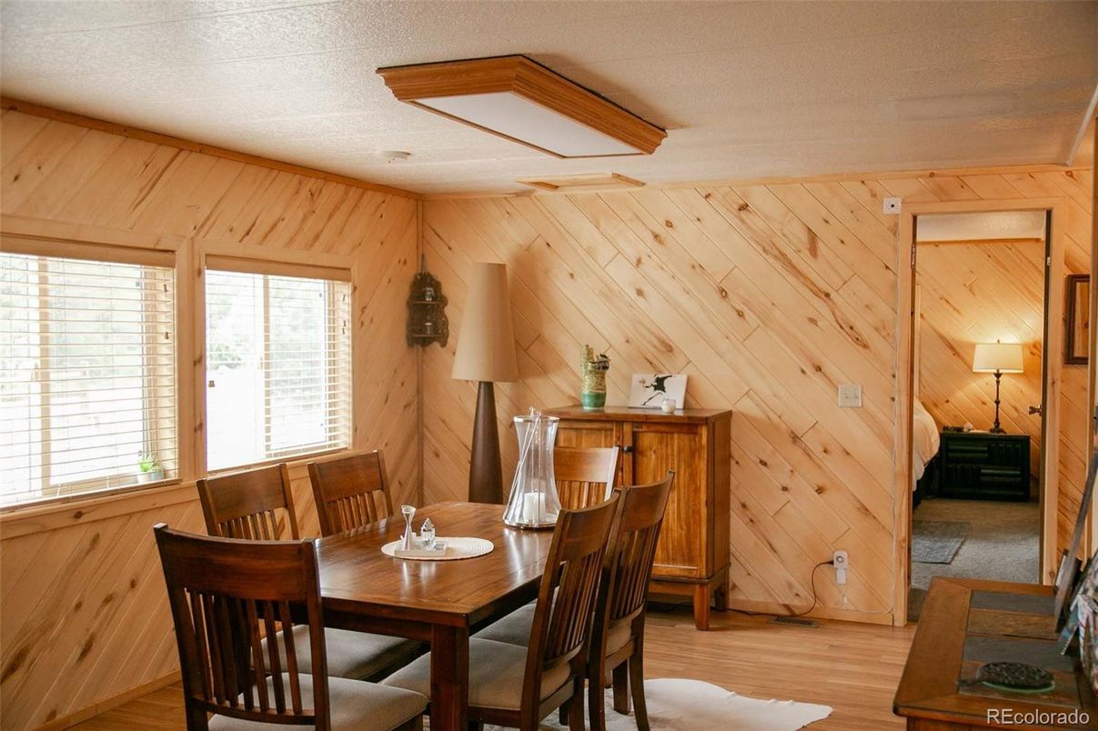 Dining room, Interior, Wood Texture Flooring, Wooden Walls