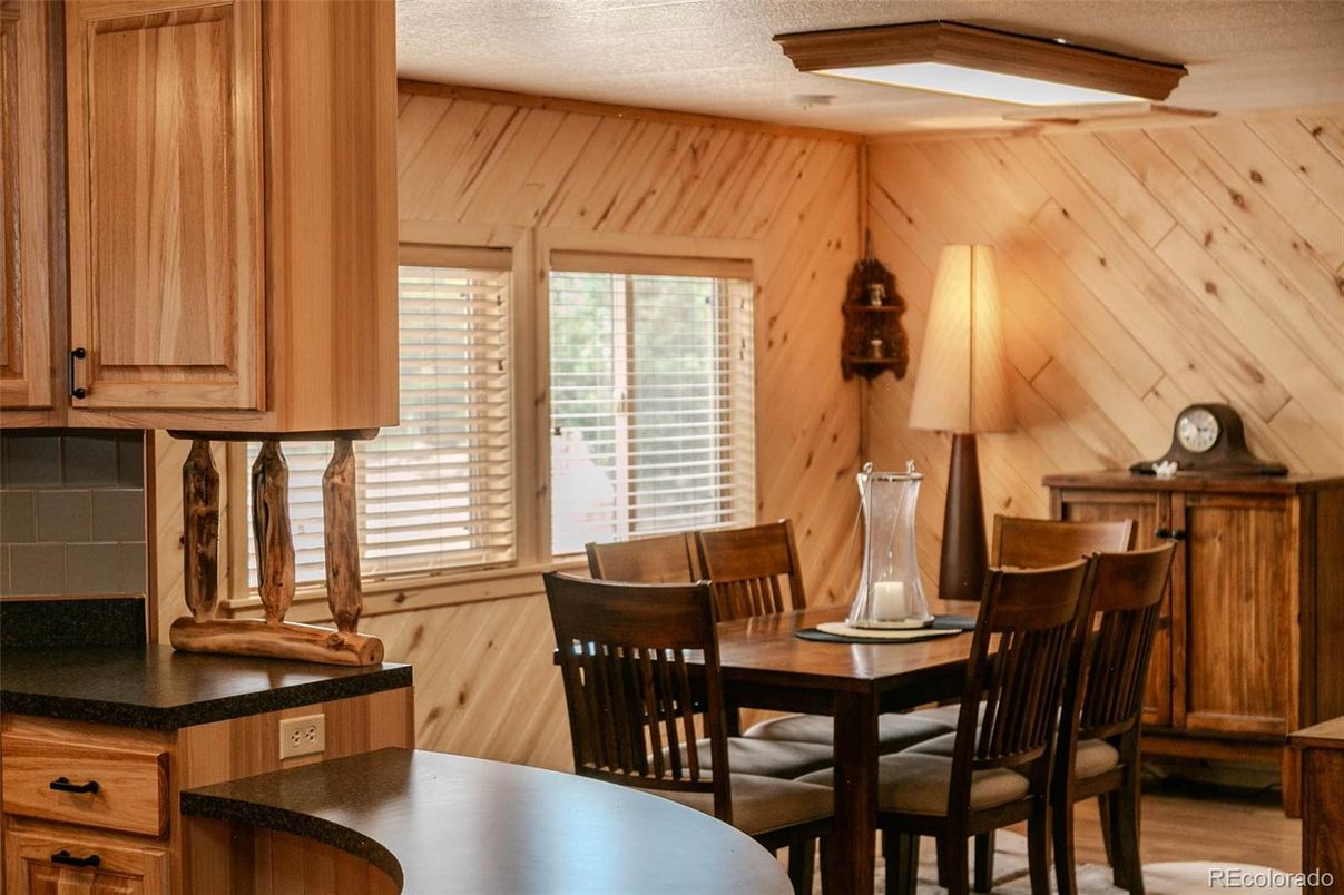 Dining room, Interior, Wood Texture Flooring, Wooden Walls