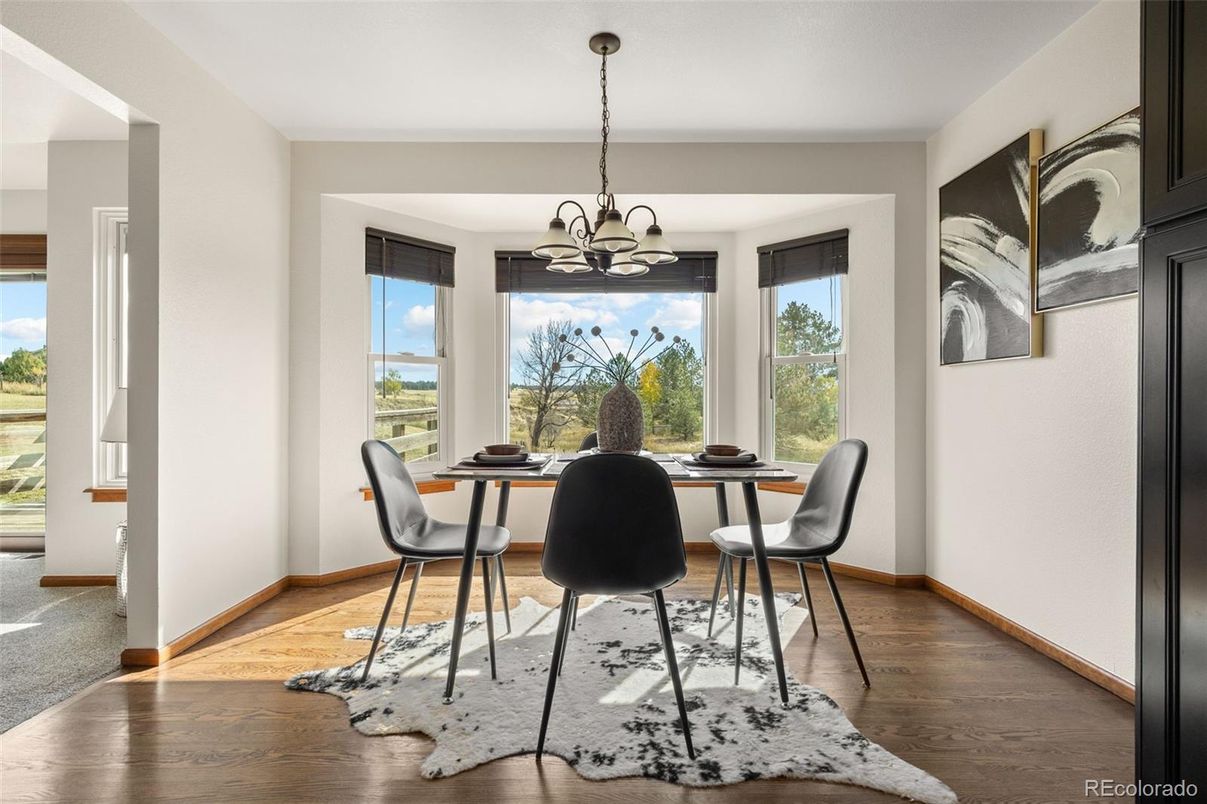 Chandelier, Dining room, Interior, Pendant Lights, Wood Texture Flooring