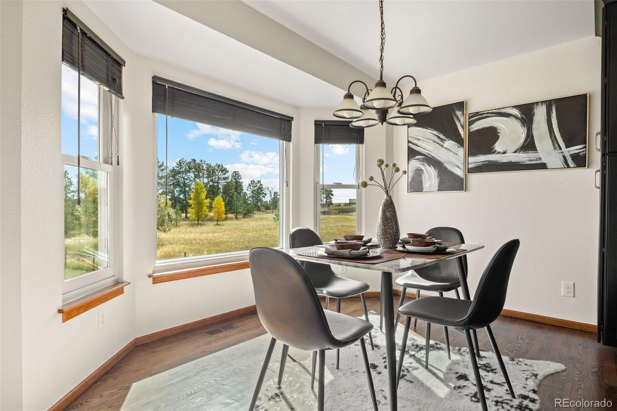 Chandelier, Dining room, Interior, Wood Texture Flooring