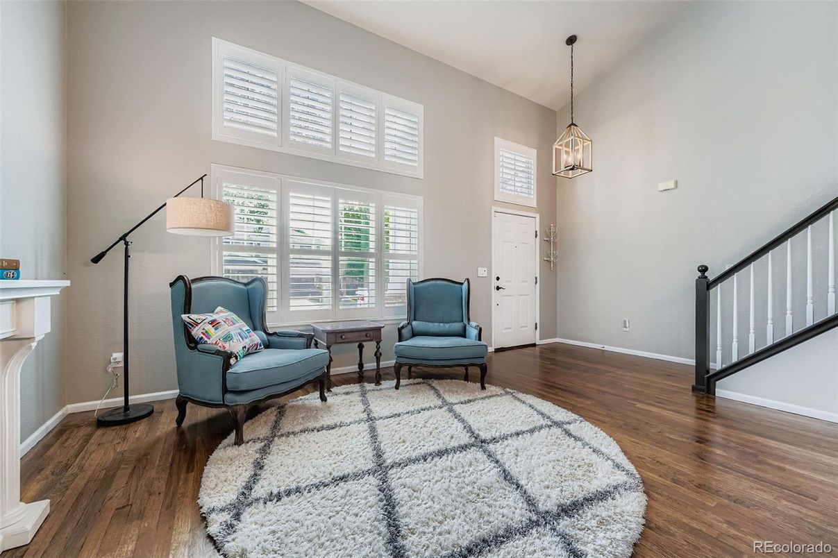 Fireplace, Interior, Pendant Lights, Wood Texture Flooring