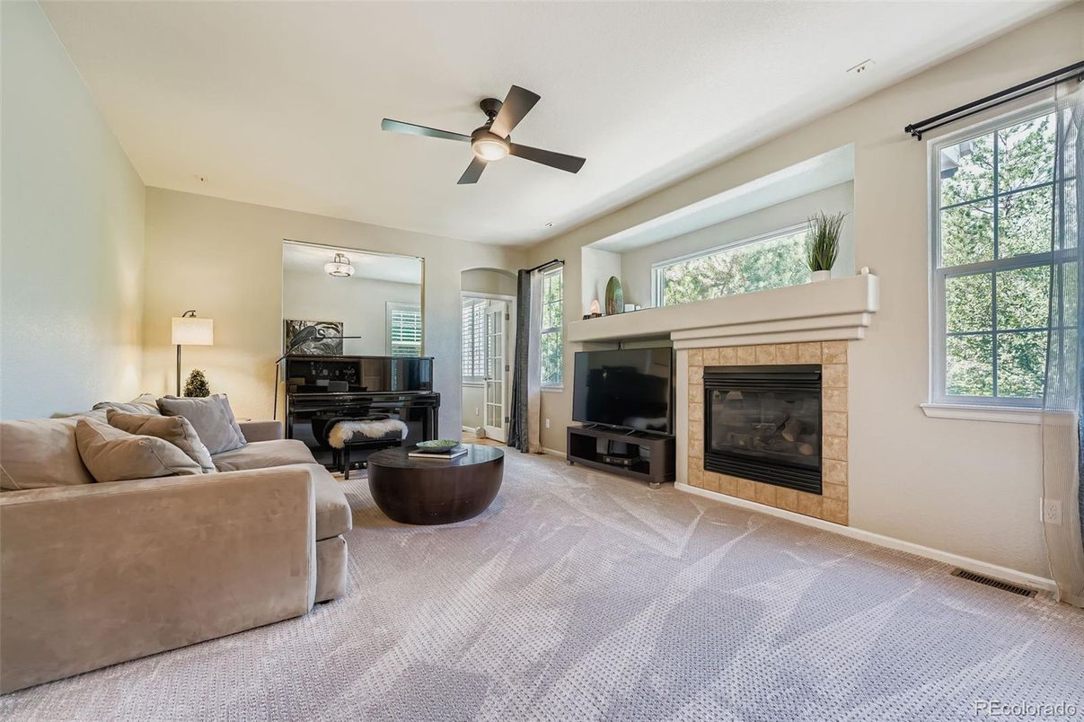 Fireplace, Interior, Living room, Piano