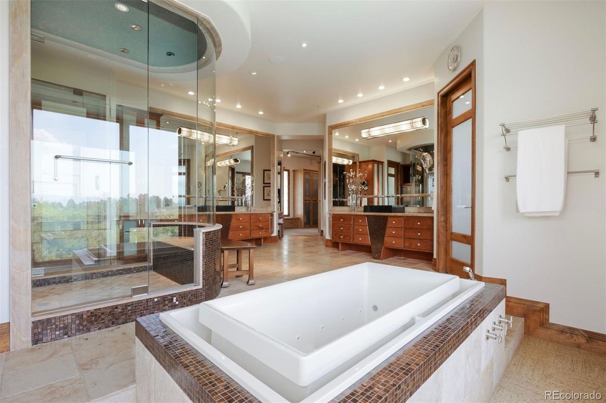 Bathroom, Glass Shower, Interior, Recessed Lighting