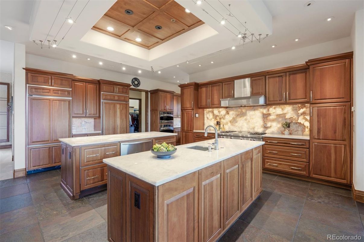 Interior, Kitchen, Recessed Lighting, Stainless Steel Appliances, Wooden Ceilings