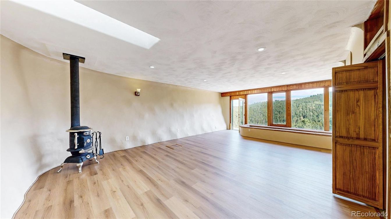 Empty room, Fireplace, Interior, Recessed Lighting, Wood Texture Flooring