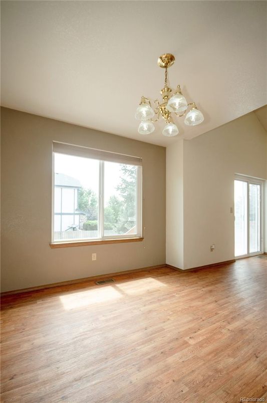 Chandelier, Empty room, Interior, Wood Texture Flooring