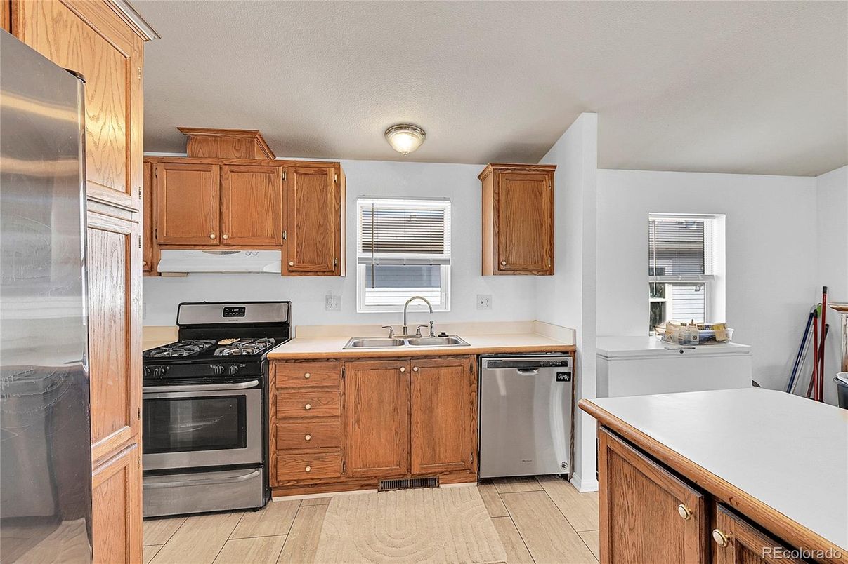 Interior, Kitchen, Stainless Steel Appliances, Wood Texture Flooring