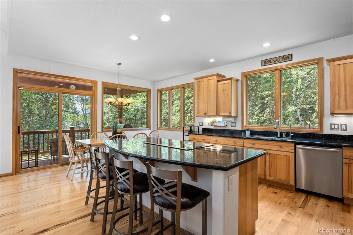 Chandelier, Dining room, Interior, Kitchen, Recessed Lighting, Wood Texture Flooring