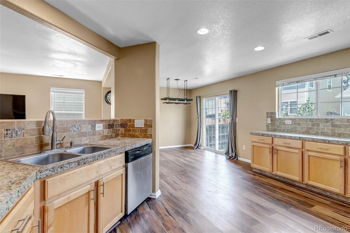 Interior, Kitchen, Recessed Lighting, Wood Texture Flooring