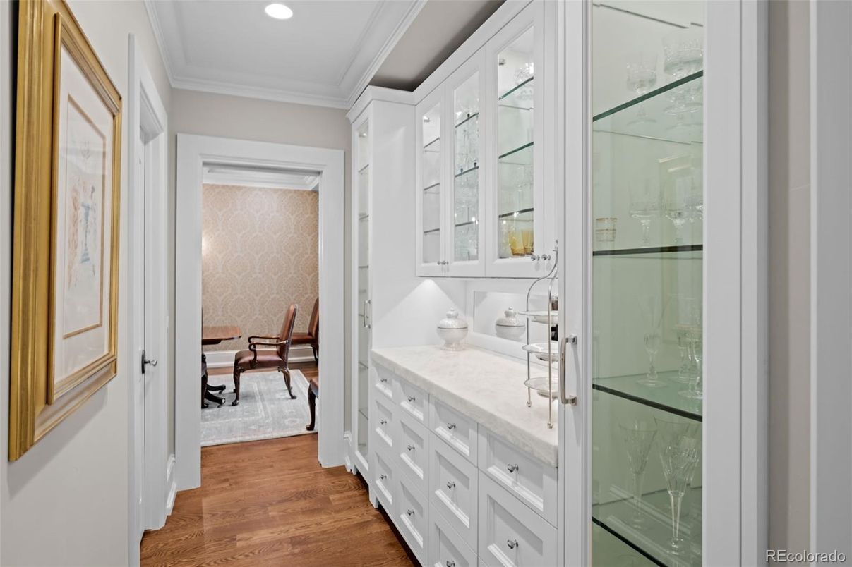 Bathroom, Glass Shower, Interior, Recessed Lighting, Wood Texture Flooring