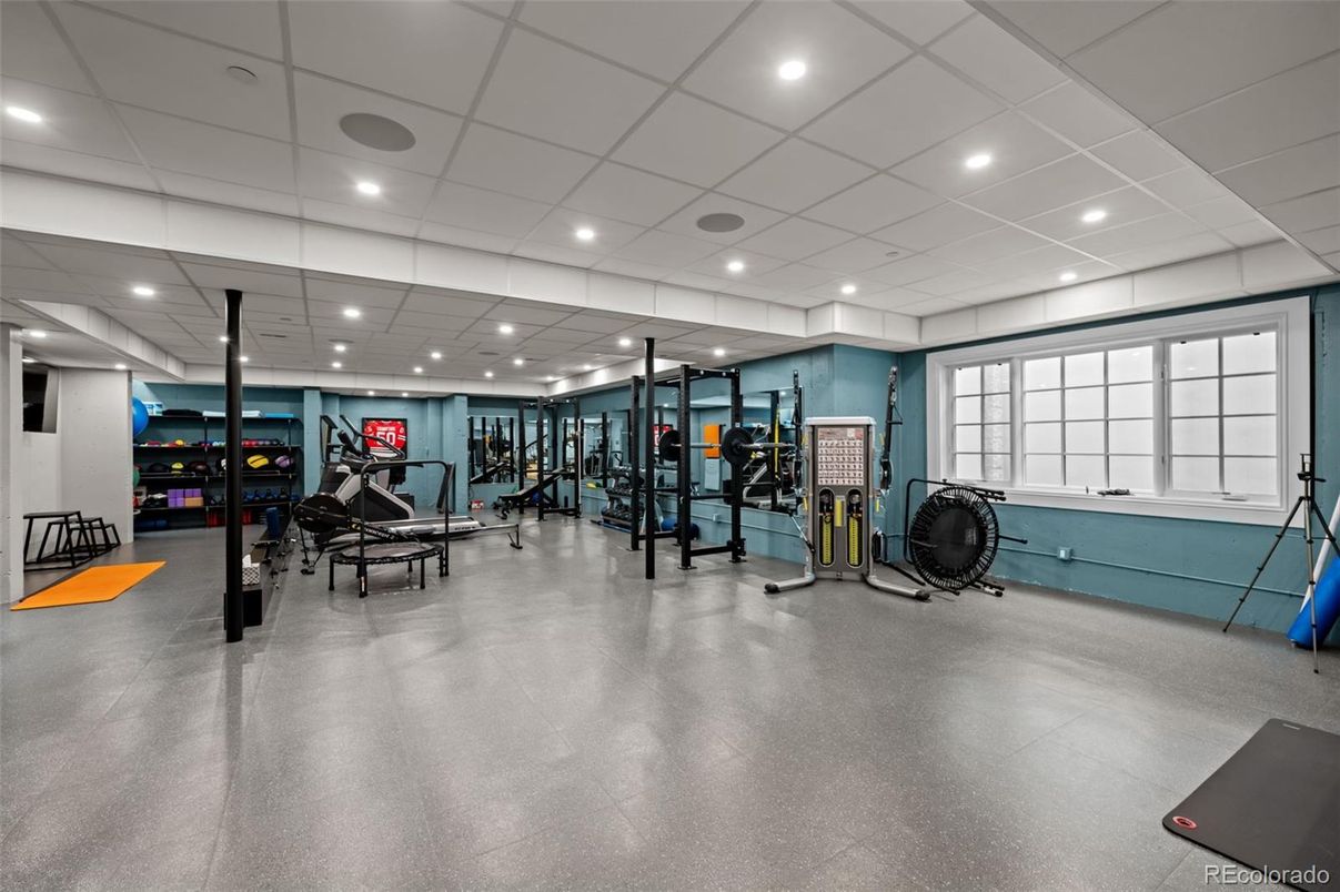 Fitness Equipment, Gym, Interior, Recessed Lighting