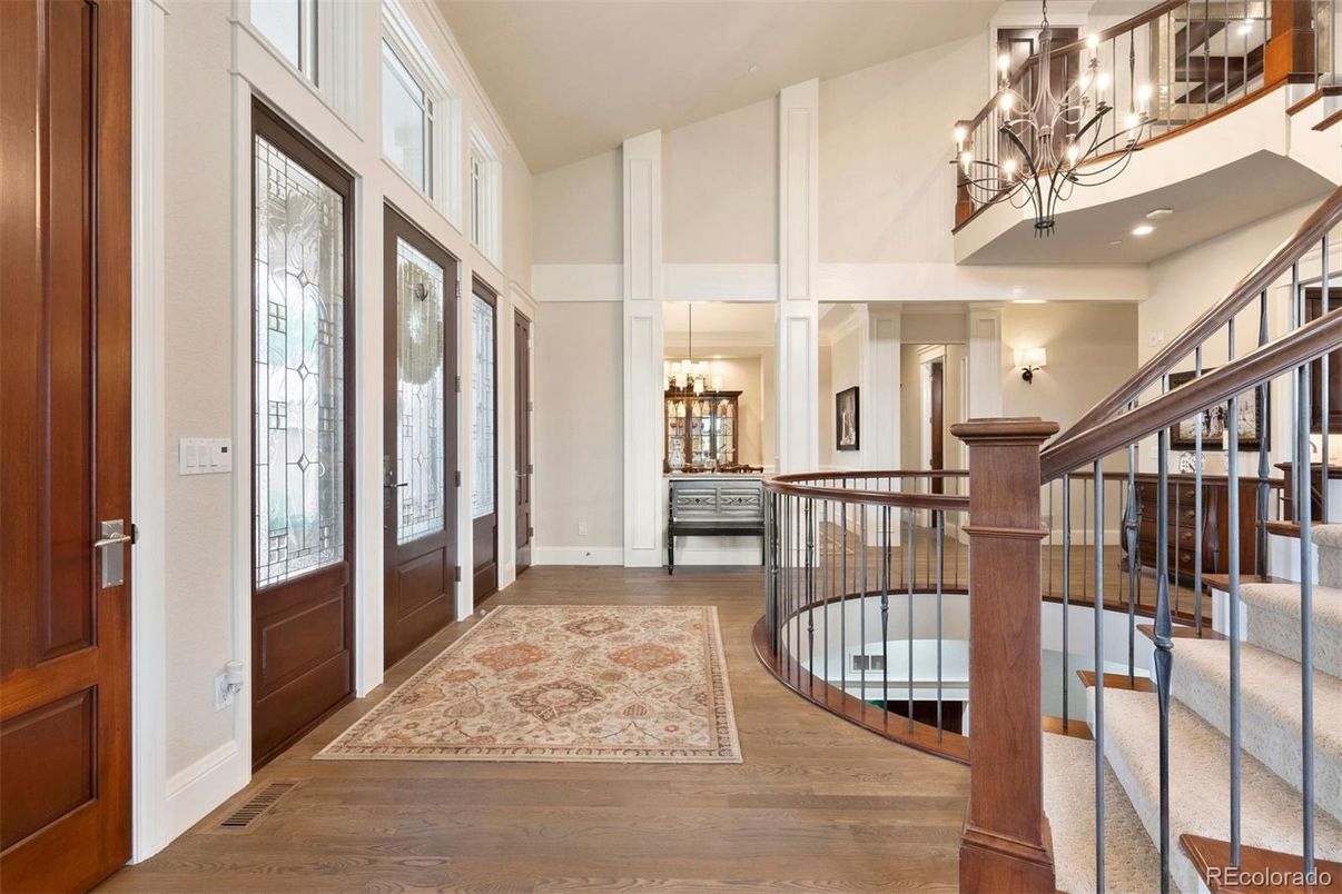 Chandelier, Interior, Recessed Lighting, Wood Texture Flooring