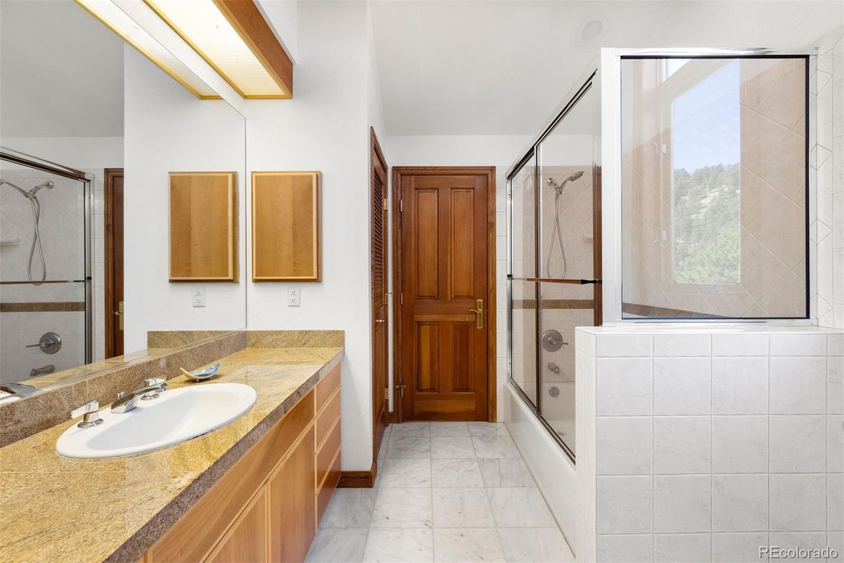Bathroom, Dual Sink Vanities, Glass Shower, Interior, Marble