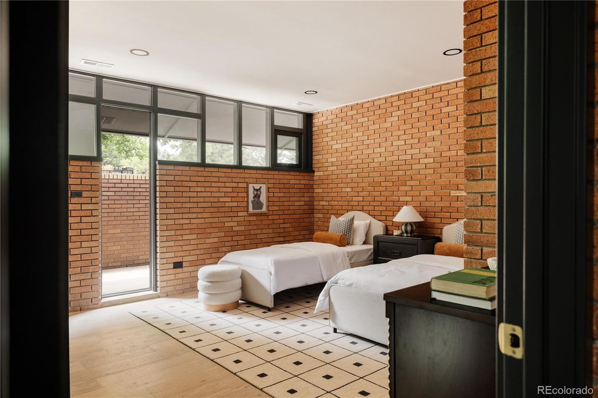 Interior, Recessed Lighting, Stone Walls, Wood Texture Flooring