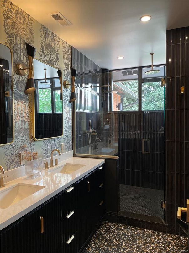 Bathroom, Dual Sink Vanities, Glass Shower, Interior, Recessed Lighting