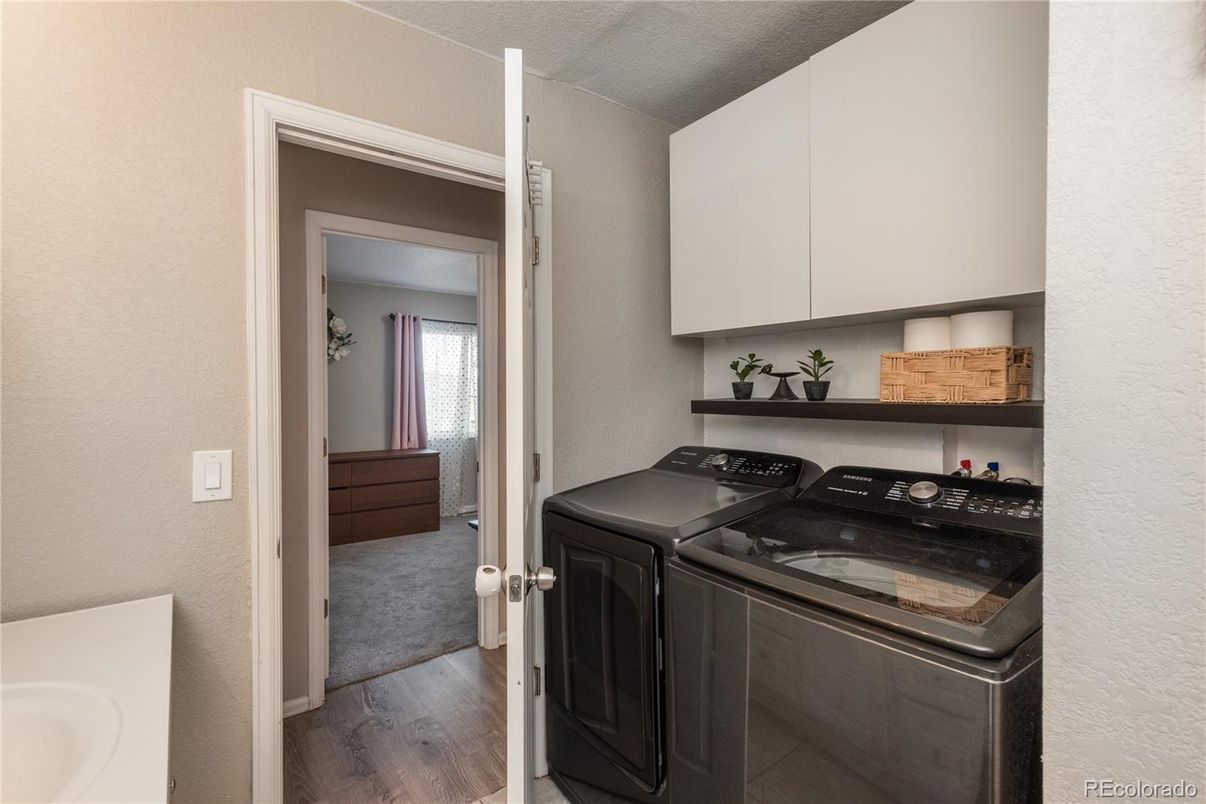 Interior, Washer, Wood Texture Flooring