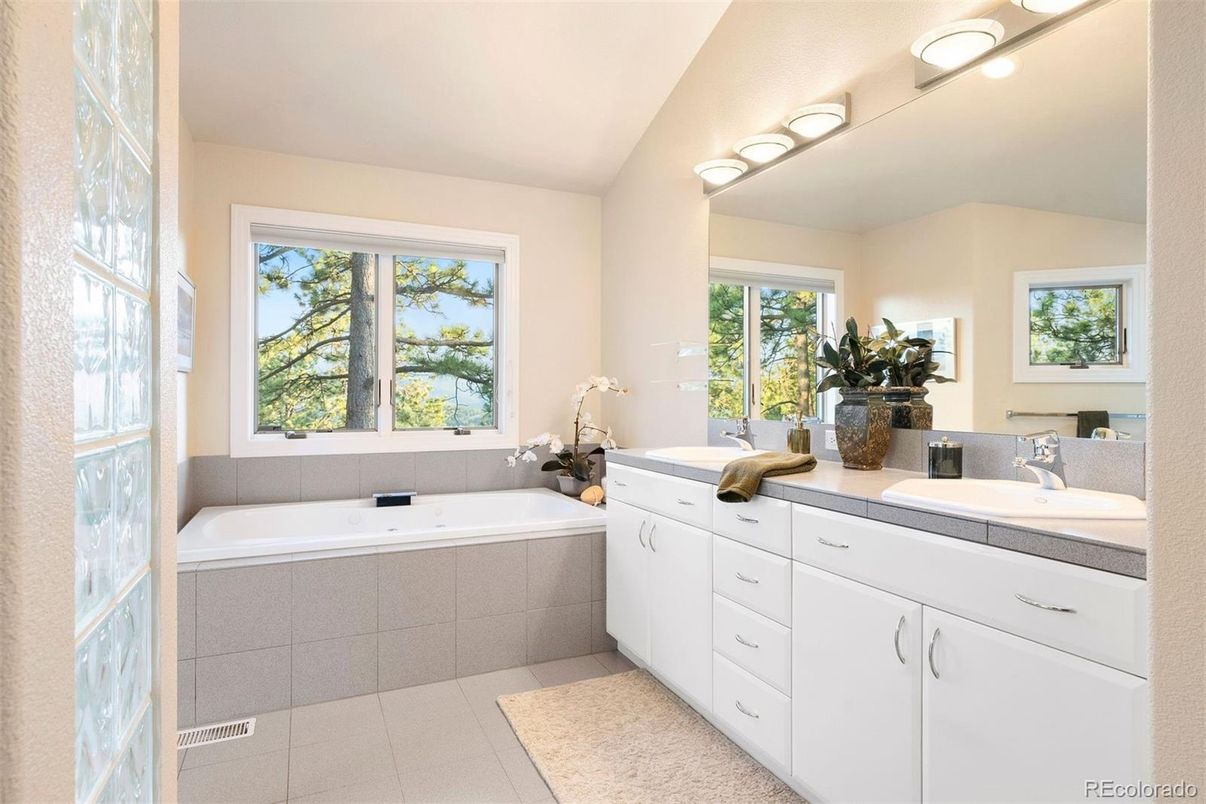 Bathroom, Dual Sink Vanities, Interior, Tile Countertops