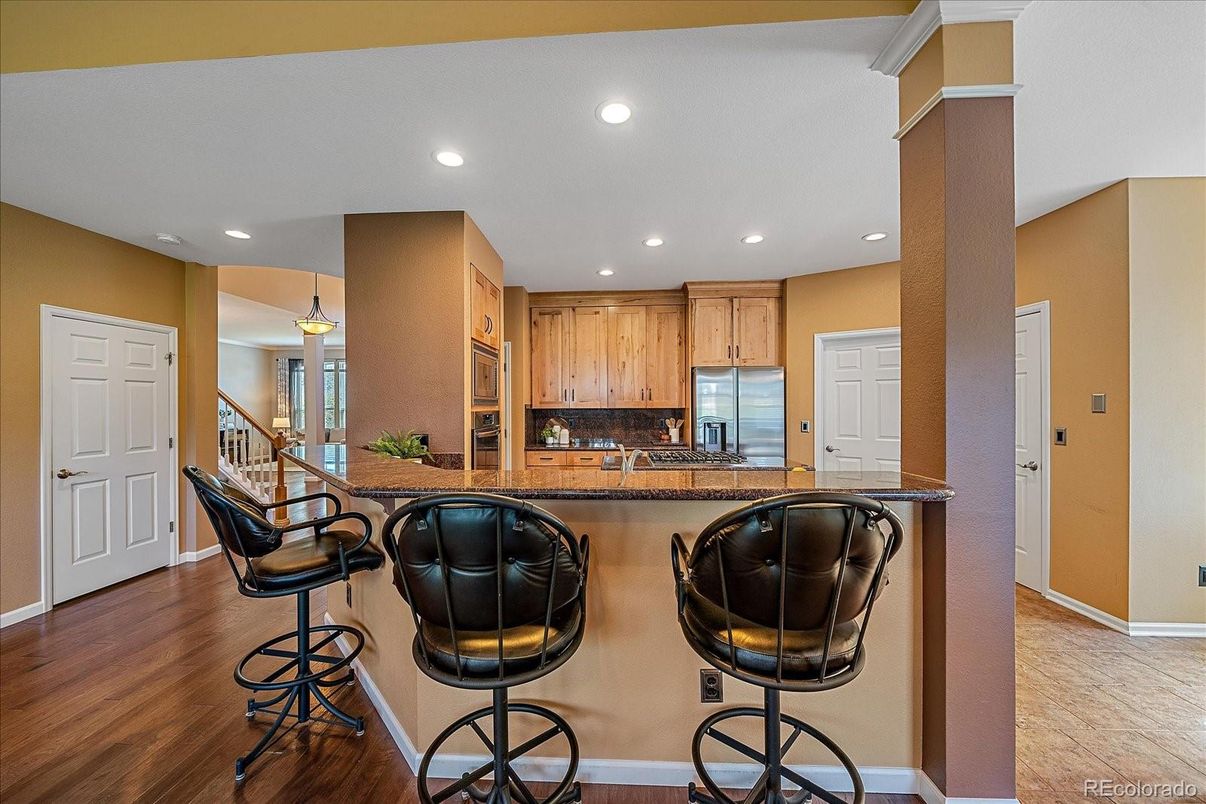 Interior, Kitchen, Recessed Lighting, Wood Texture Flooring