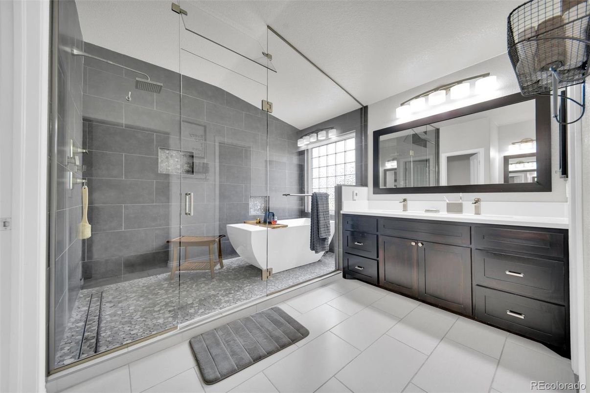 Bathroom, Dual Sink Vanities, Glass Shower, Interior