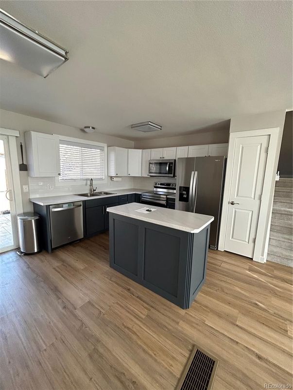 Interior, Kitchen, Stainless Steel Appliances, Wood Texture Flooring