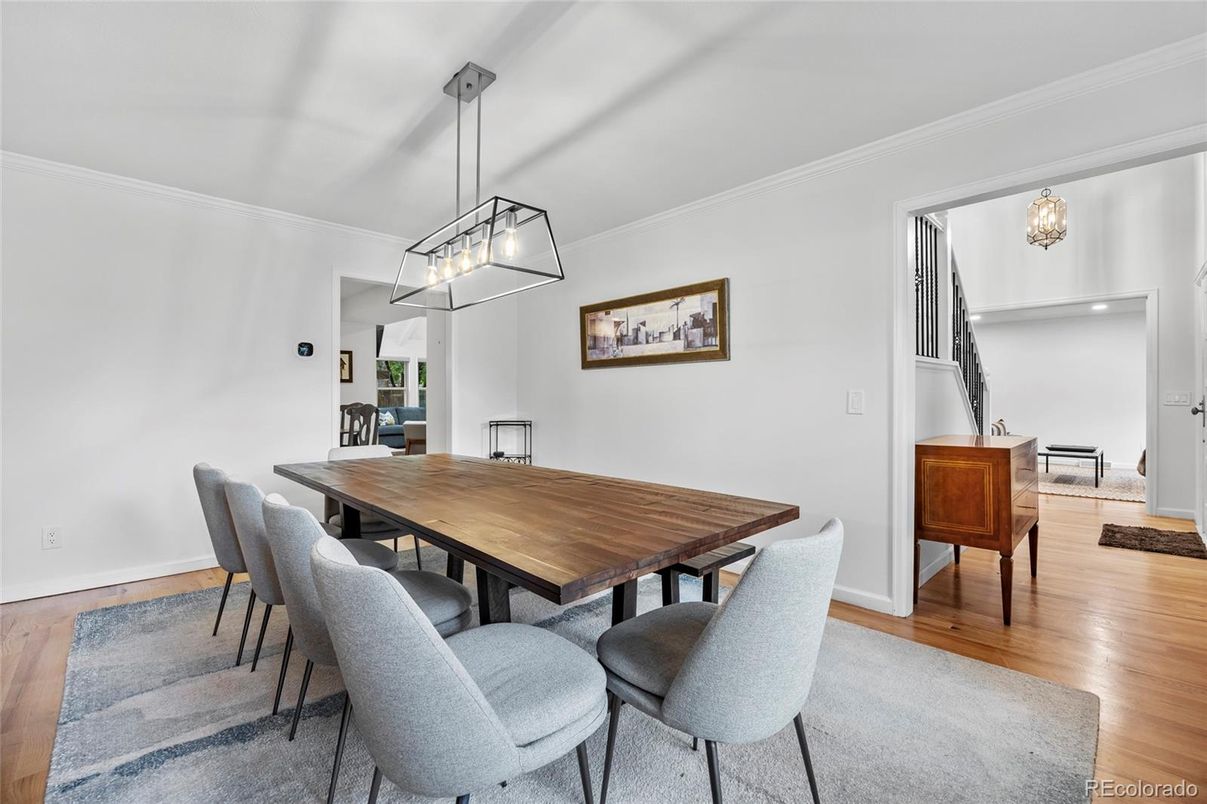 Chandelier, Dining room, Interior, Pendant Lights, Wood Texture Flooring