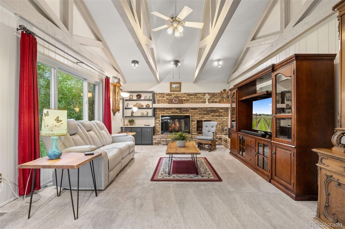 Fireplace, Interior, Living room, Stone Walls