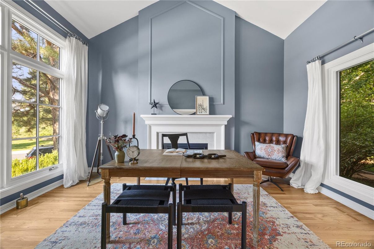 Fireplace, Home Office, Interior, Wood Texture Flooring