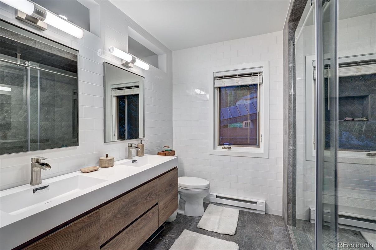 Bathroom, Dual Sink Vanities, Glass Shower, Interior