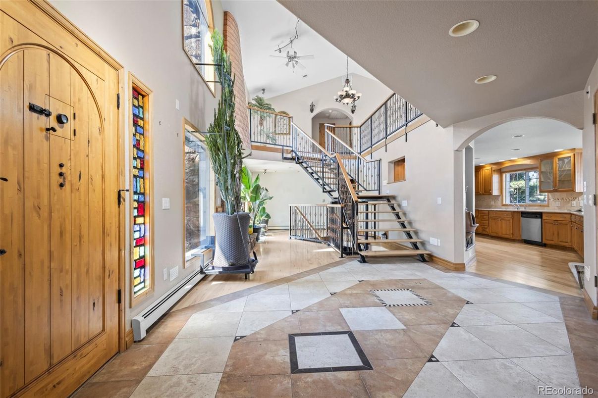 Chandelier, Interior, Recessed Lighting, Wood Texture Flooring