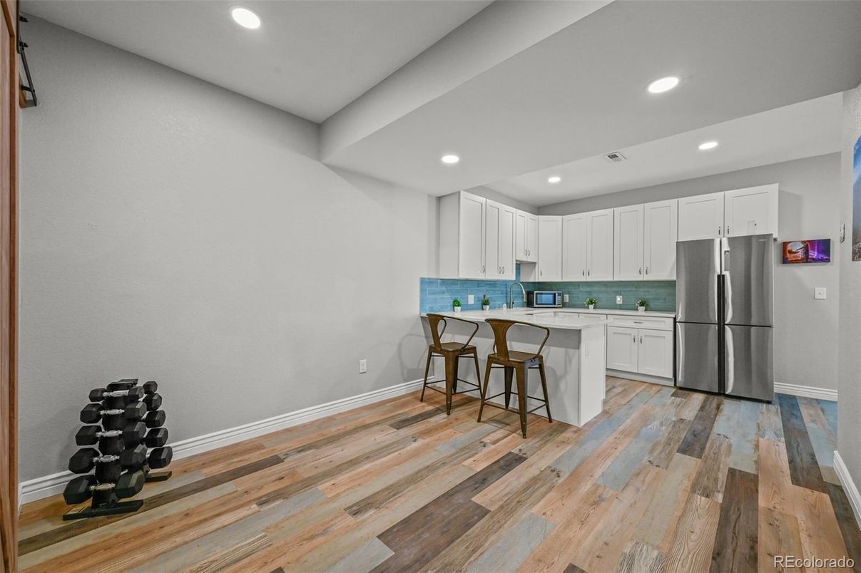Interior, Kitchen, Recessed Lighting, Wood Texture Flooring