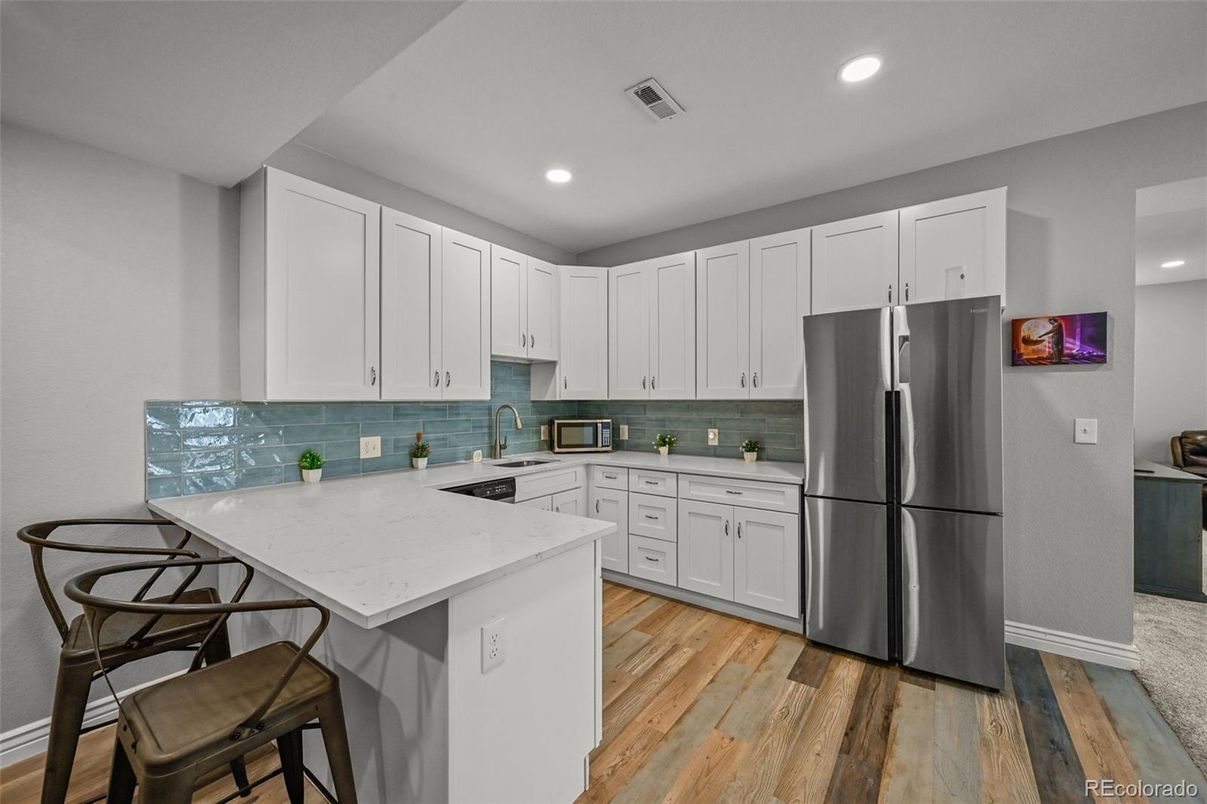 Interior, Kitchen, Recessed Lighting, Wood Texture Flooring