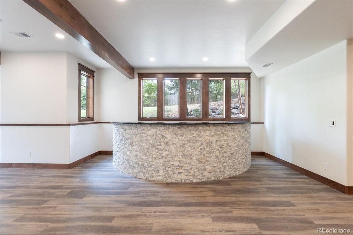 Interior, Recessed Lighting, Wooden Beams, Wood Texture Flooring