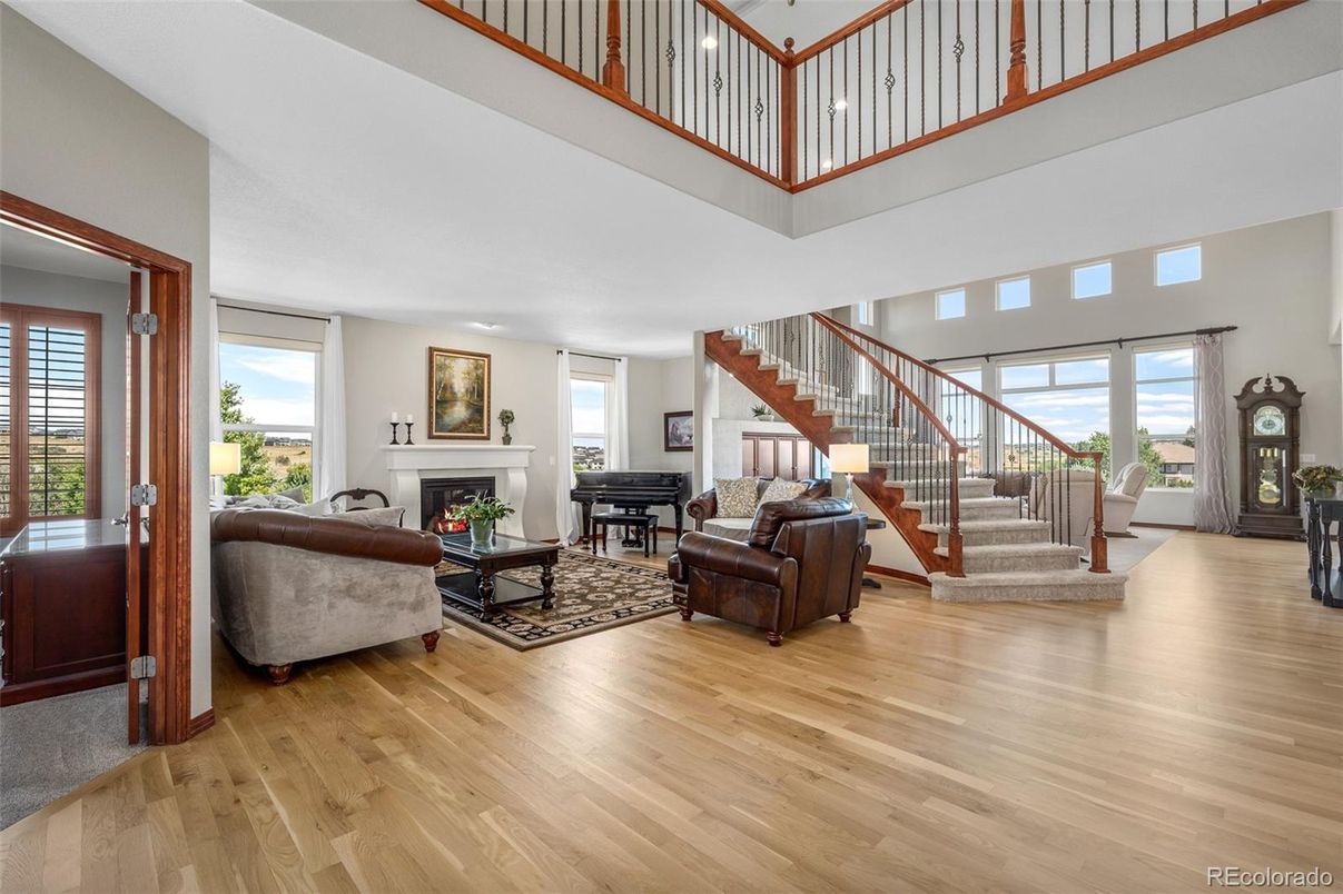 Fireplace, Interior, Living room, Piano, Wood Texture Flooring