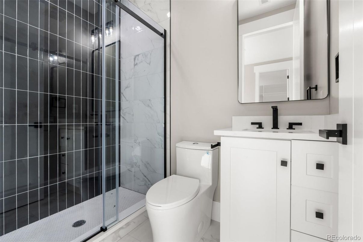 Bathroom, Glass Shower, Interior, Marble Walls