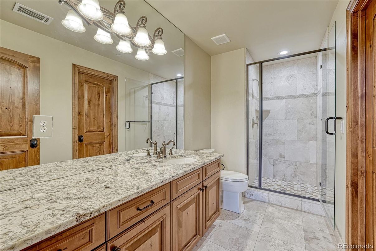 Bathroom, Dual Sink Vanities, Glass Shower, Interior, Recessed Lighting