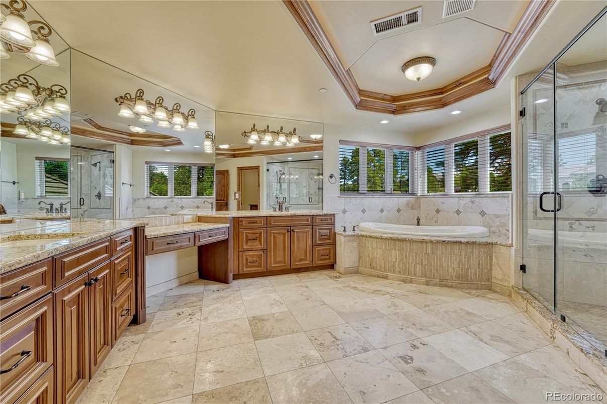 Bathroom, Dual Sink Vanities, Glass Shower, Interior, Recessed Lighting