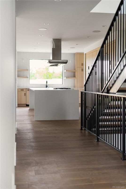 Interior, Kitchen, Recessed Lighting, Wood Texture Flooring