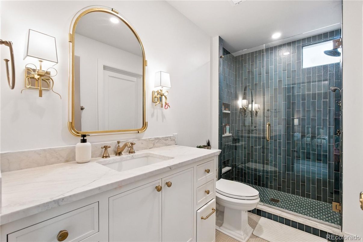 Bathroom, Glass Shower, Interior, Recessed Lighting