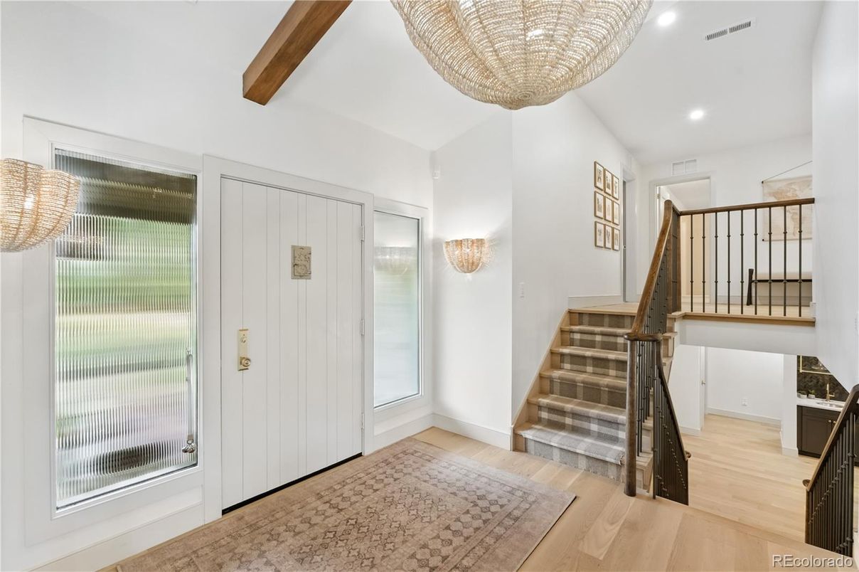 Chandelier, Interior, Recessed Lighting, Wood Texture Flooring
