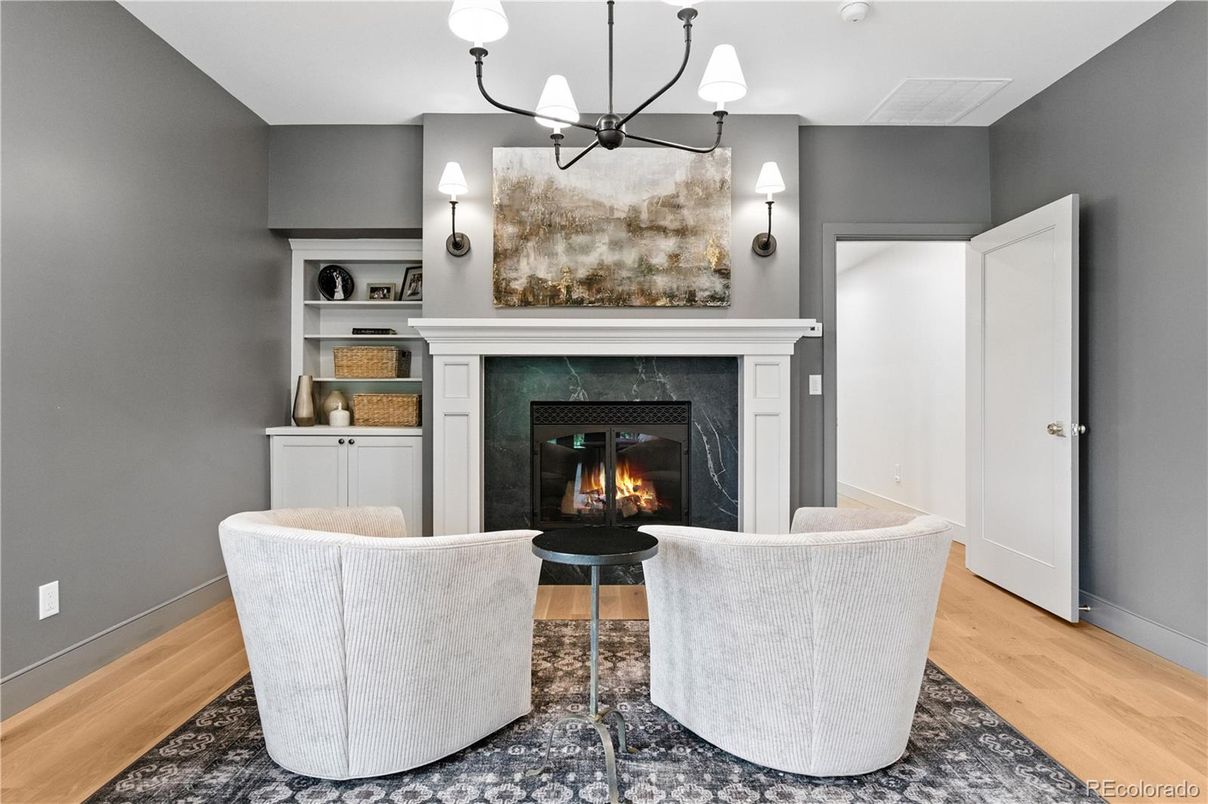 Chandelier, Fireplace, Interior, Living room, Wood Texture Flooring