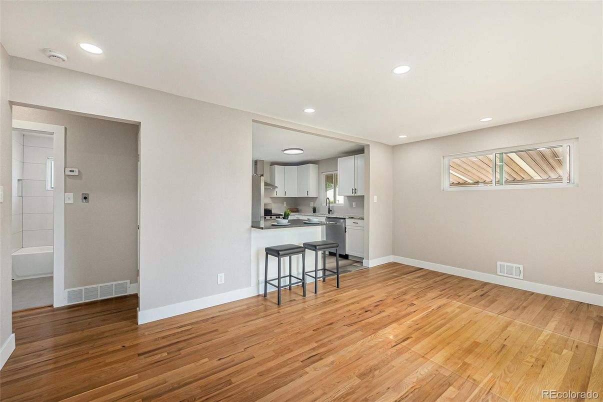 Interior, Kitchen, Recessed Lighting, Wood Texture Flooring