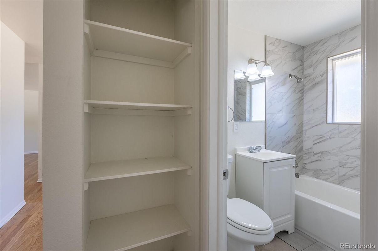 Bathroom, Interior, Marble Walls, Wood Texture Flooring